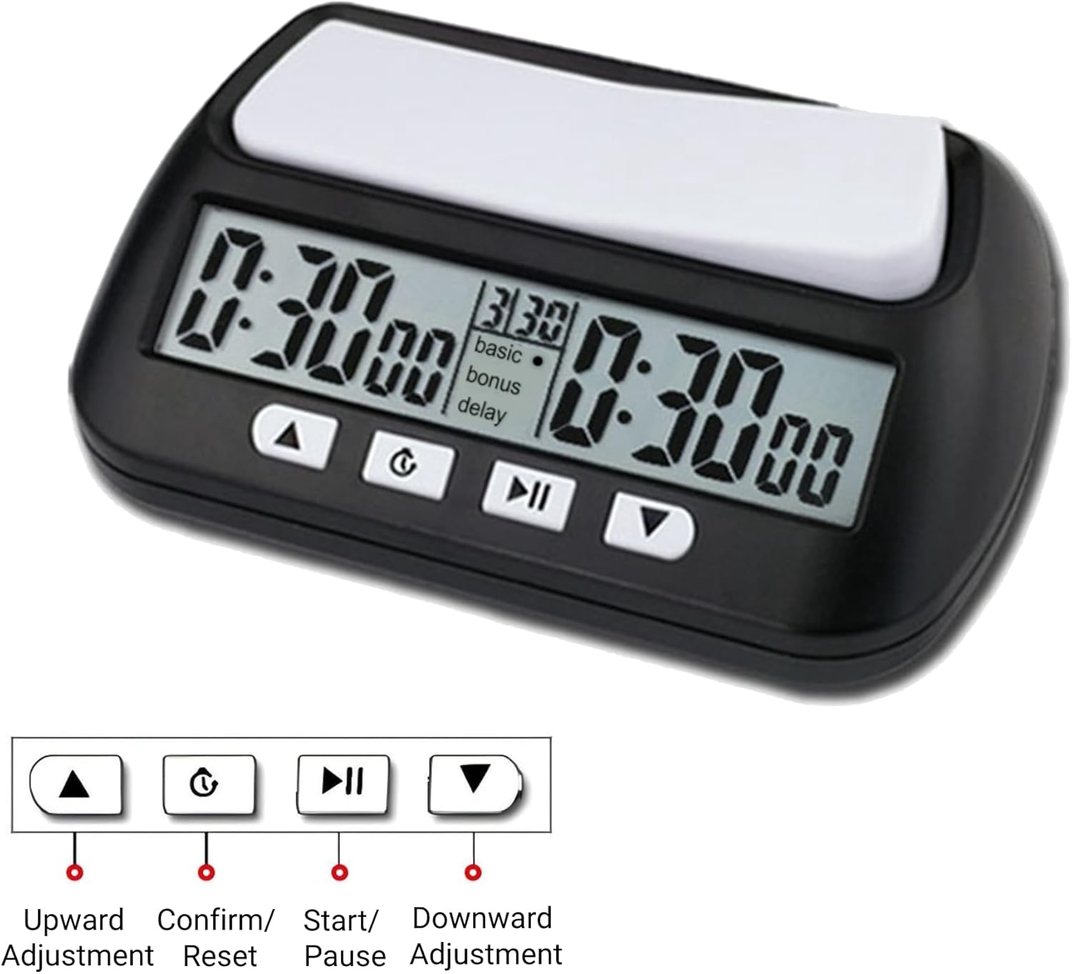 Digital Chess Timer with Audible Alarm Function, ABS Shell, Portable and Convenient, Multifunction Game Clock for Chess, and Checkers, YS 902 Black English Version
