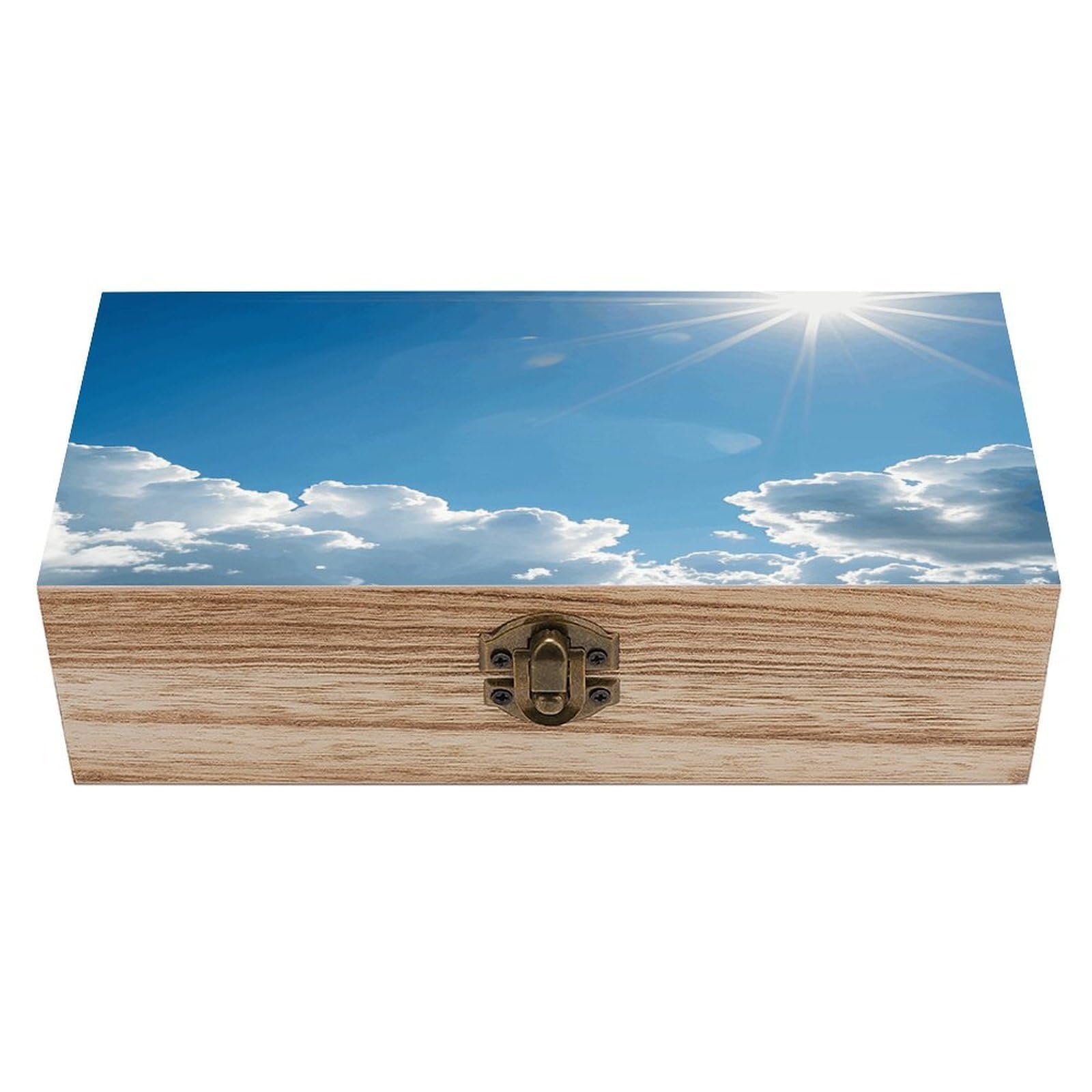 asbwuo Sky Wood Keepsake Box Wooden Box with Hinged Lid