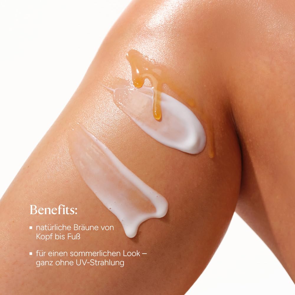 JUNGLÜCK Care & Tan Kombi – Selbstbräunungslotion 130ml + Selbstbräunungskonzentrat 15ml – mit DHA, Erythrulose, Hyaluronsäure & Squalan – natürliche Bräune ohne UV von Kopf bis Fuß