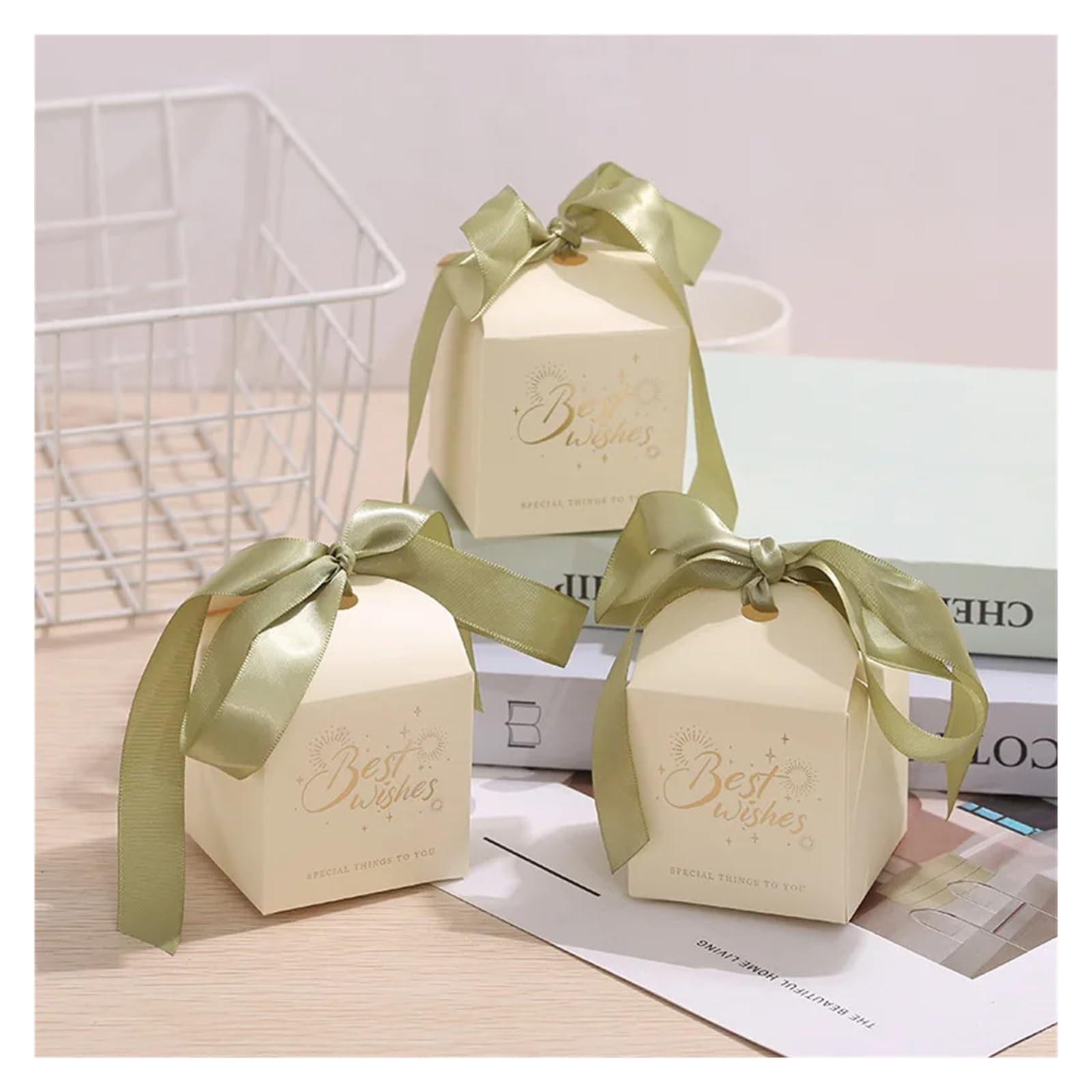 Boîtes à bonbons de 25 ou 50 pièces, emballage for dragées mariage avec ruban, décoration fête d'anniversaire Pour InvitéS - Mariage, BaptêMe(Blue,50pcs)