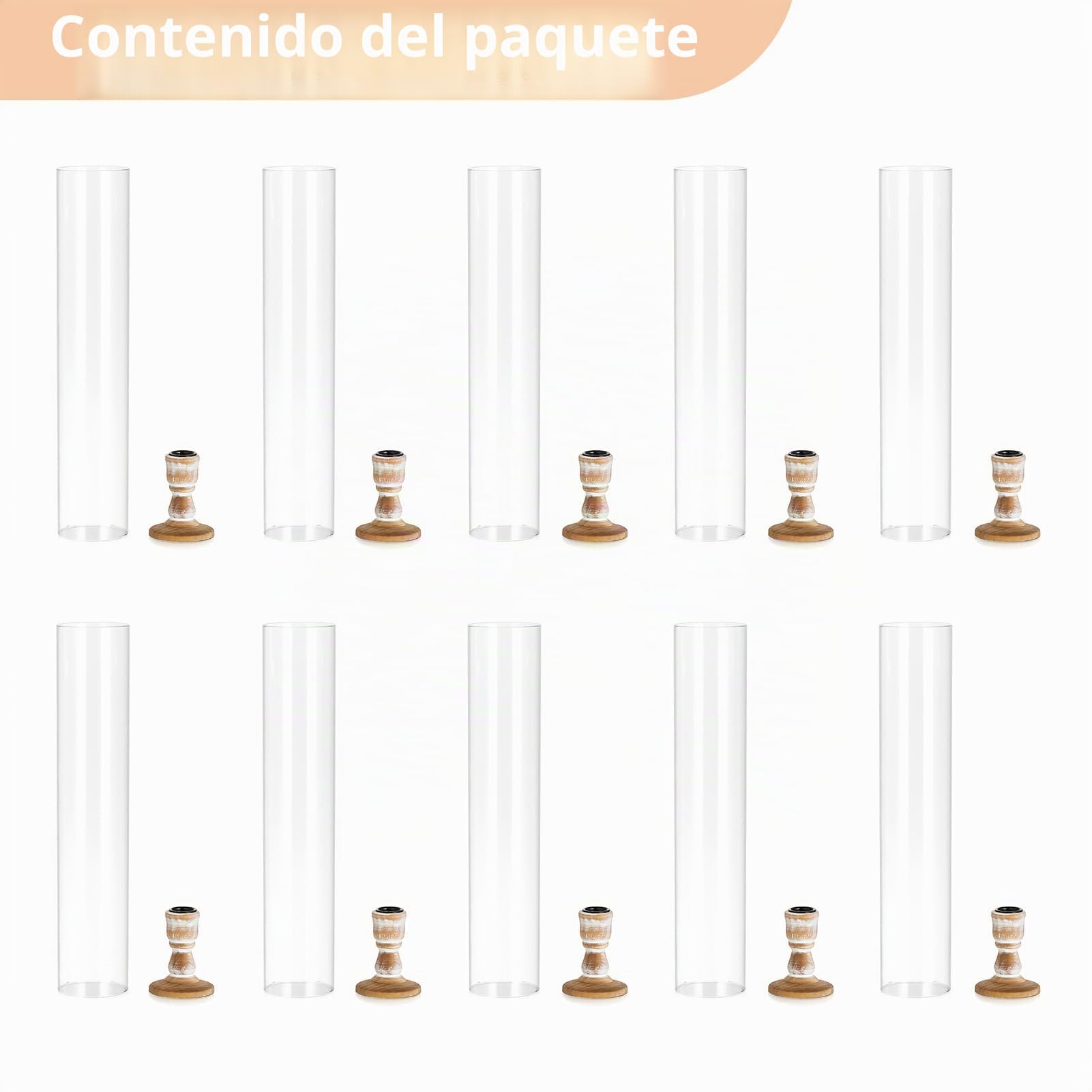 NUPTIO Mader Huracán Candelabro de Vidrio - 10 Piezas A Granel Taper Candelabros de Vela Palo de La Vela Se Mantiene El Paquete de Claro Cónico Velas Moderno Mesa De Navidad Cena Chimenea