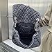 Women's Grey large Casual Diamond Checker Denim Retro Fashion One Shoulder Handbag