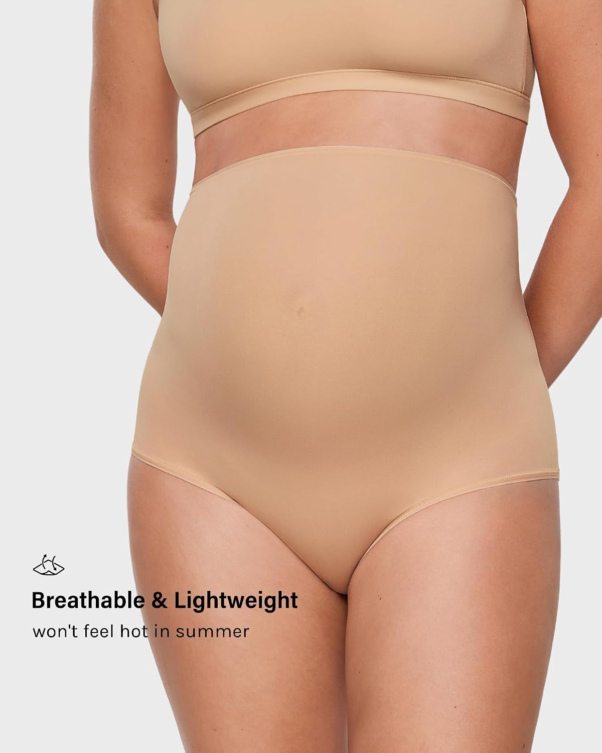 INLYRIC Women's Inbarely Soft Maternity Underwear - Over Bump High Waist Briefs Soft Full Coverage Pregnancy Panties Pack