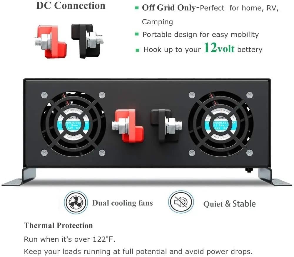 Onduleur Convertisseur Tension Onduleur Solaire À Onde Sinusoïdale Type Prise Allemande Convertisseur d'alimentation Électrique DC 120V/220VAC