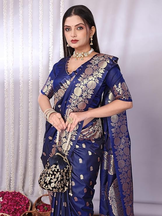 Womens Kanjivaram Banarasi Silk Saree Patola saree with Unstitched blouse piece