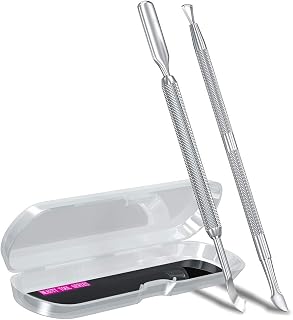 GA&EN 2PCS Stainless Steel Cuticle Pusher & Gel Polish Scraper - 4-in-1 Manicure Pedicure Tool Set with Case