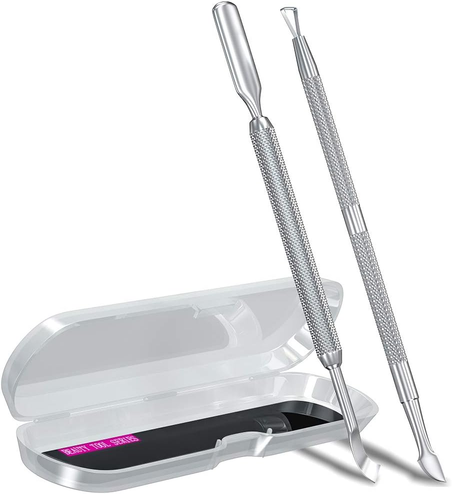 Cuticle Trimmer with Cuticle Pusher - Cuticle Cutter Nipper Clipper Dead Skin Remover Scissor Plier Durable Manicure Pedicure Tools for Fingernails and Toenails (silver)