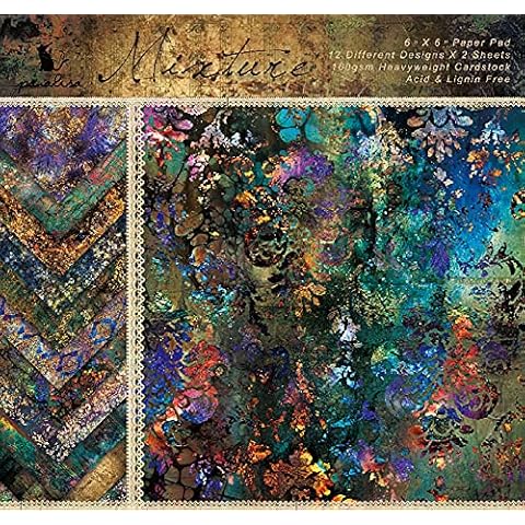 24 Cards Vintage Scrapbook Paper, 6"×6" Single-Sided Color Mix Nostalgic Retro Theme Scrapbook Paper for Scrapbook, Collection, Gift Wrapping, DIY Album Decorations Cover