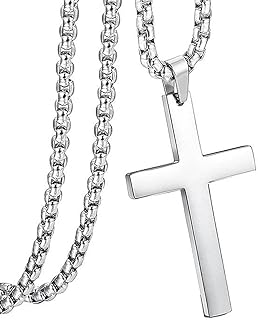 Religious Lord Jesus Crusifix Cross Stainless Steel Pendant Necklace Chain For Men, Women, Boys, Girls, Kids, Husband and ...