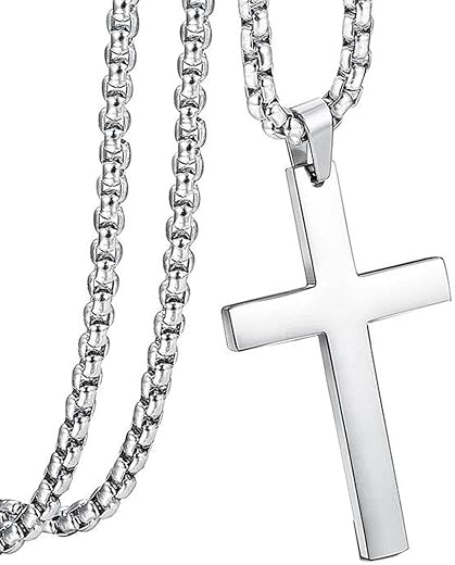 Religious Lord Jesus Crusifix Cross Stainless Steel Pendant Necklace Chain For Men, Women, Boys, Girls, Kids, Husband and ...