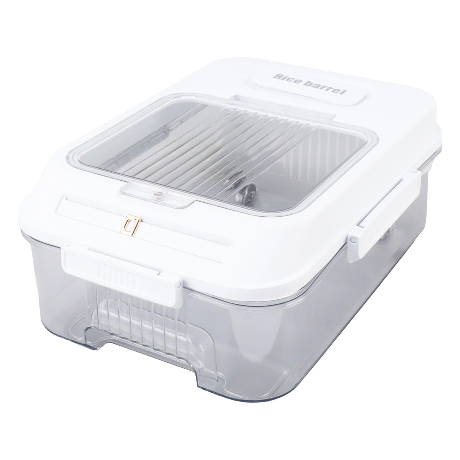 Contenitore per la conservazione del riso con coperchio ribaltabile magnetico e piccola scatola incorporata, PP e PET per uso alimentare, sigillato ermeticamente, riutilizzabile e (S550 ml 8000 mAh)