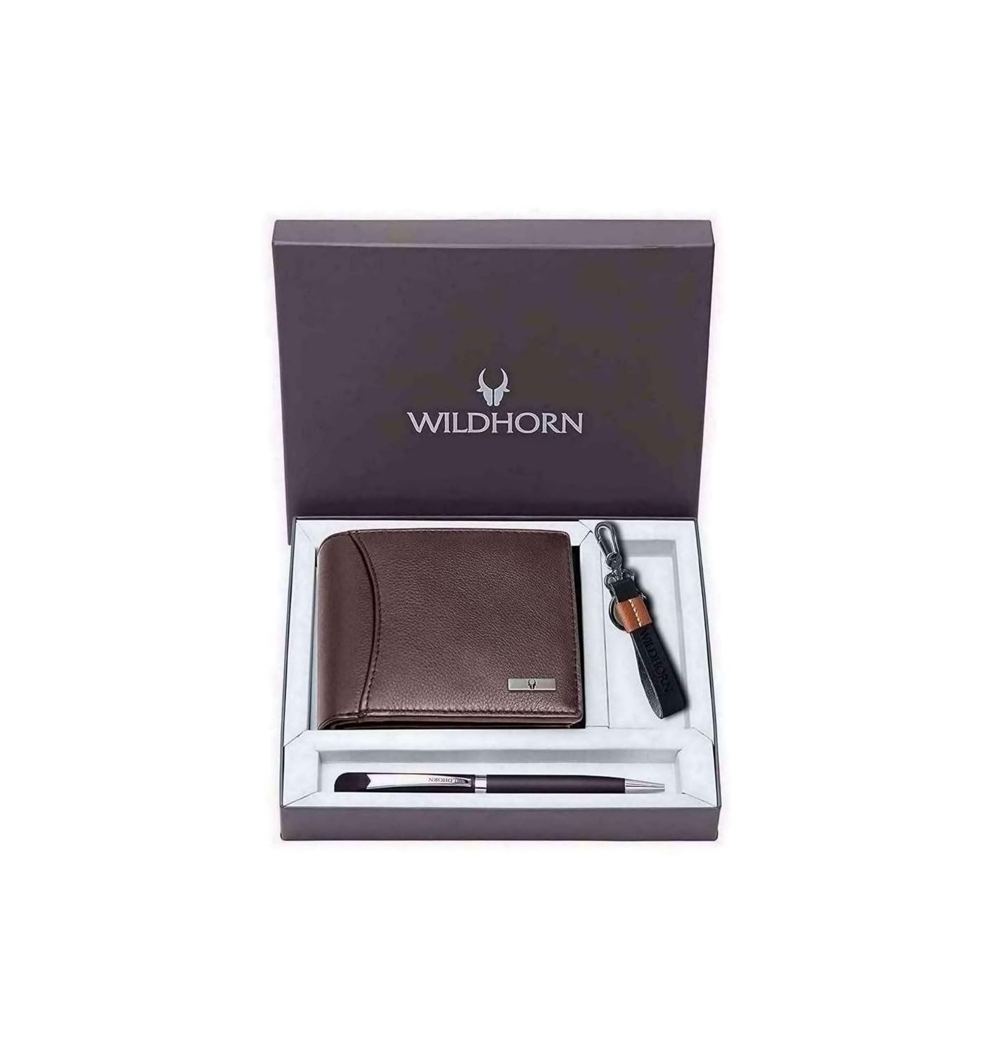 WildHorn Gift Hamper for Men I RFID Protected Leather Wallet, Keychain & Pen Combo Gift Set I Gift for Friend, Boyfriend,Husband,Father, Son etc (Brown M) WildHorn Gift Hamper for Men I RFID Protected Leather Wallet, Keychain & Pen Combo Gift Set I Gift for Friend, Boyfriend,Husband,Father, Son etc (Brown M)