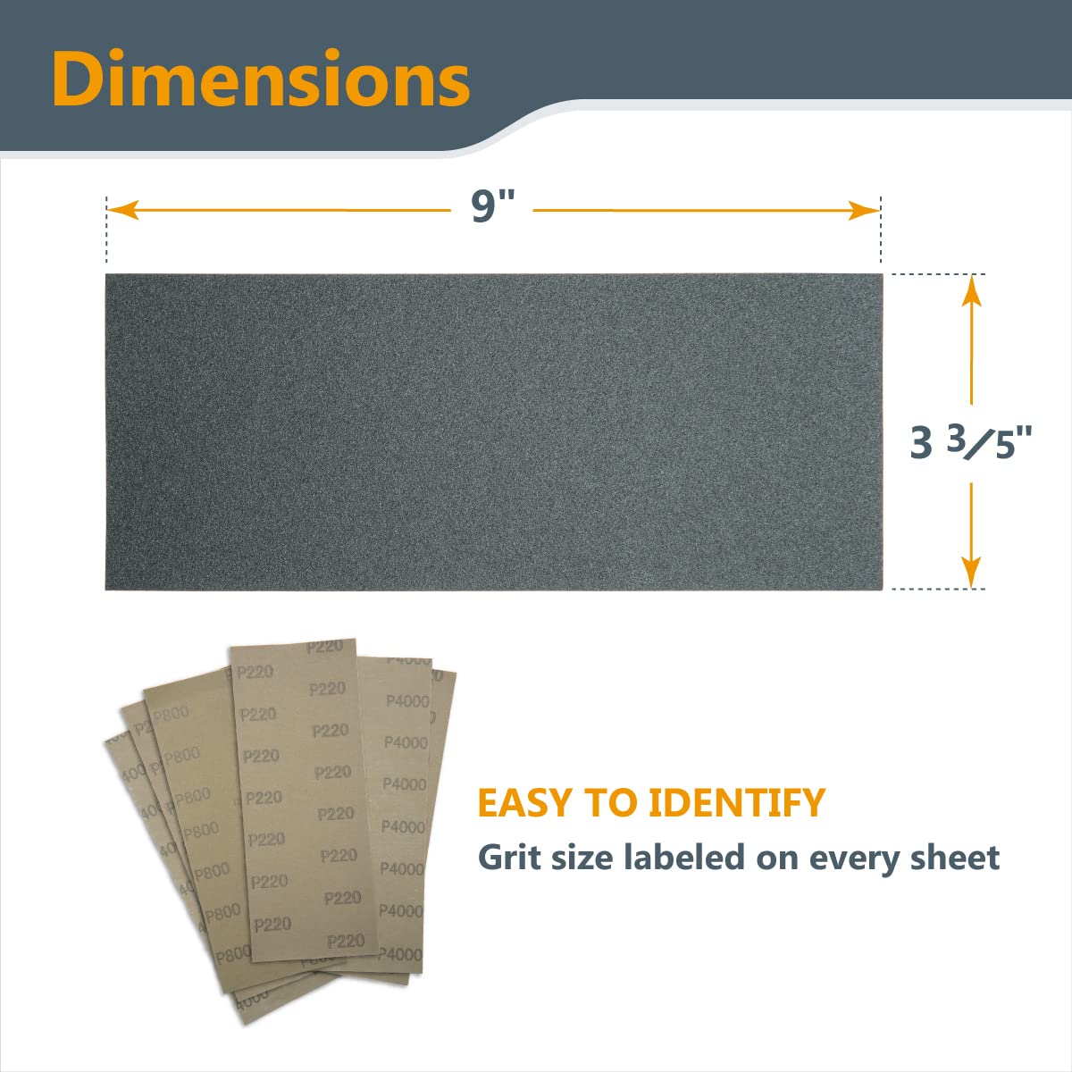 POWERTEC 471001 Wet Dry Sandpaper, Assorted Grit, 9" by 3.6", 36 PK, 4 of each400/600/800/1000/1200/1500/2000/2500/3000 - Image 2