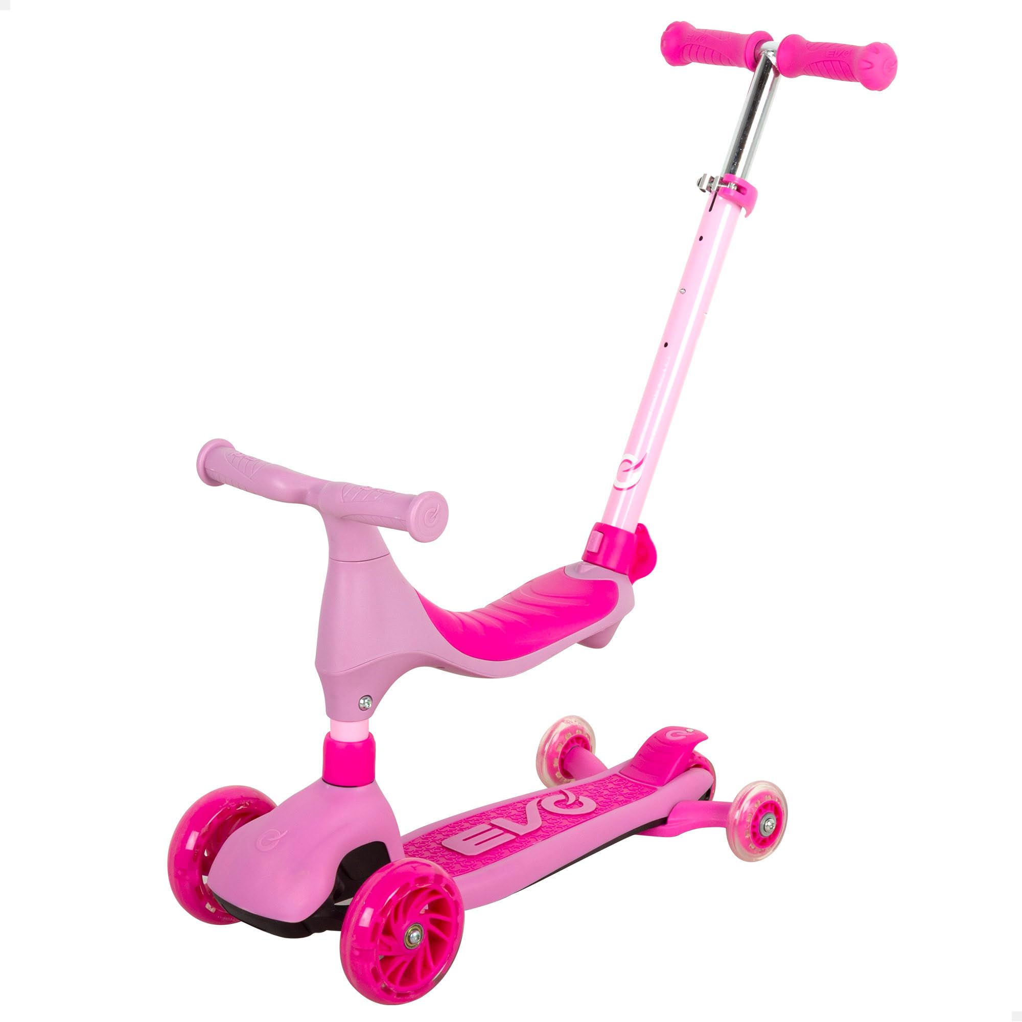 COLORBABY EVO Patinete Infantil 4 en 1, Color Rosa, Triciclo bebé, Correpasillos, Manillar Regulable, Freno Trasero, Base Antideslizante, Juguetes niños 1 año, Patinetes Infantiles (54335)