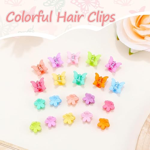 Miniatura 2 de CHANACO Juego de accesorios para el cabello de mariposa, 80 pinzas florales, mini pasadores y bonitos clips para niños pequeños para niñas y mujeres