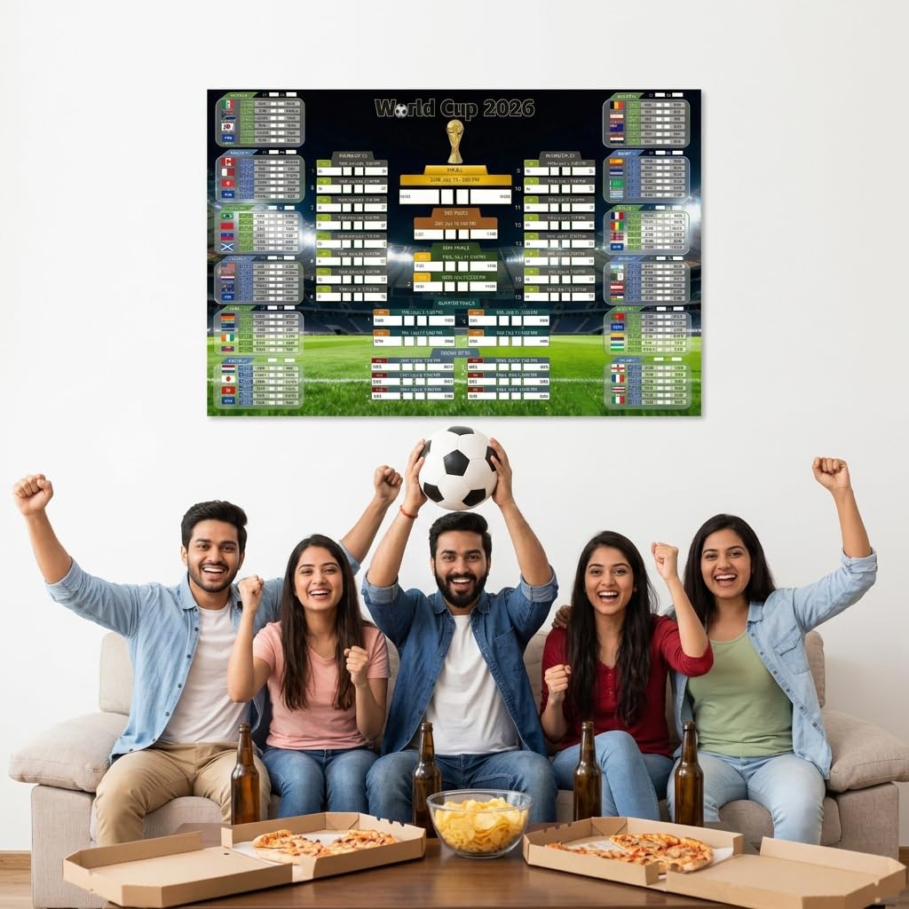 HASTHIP FIFA World Cup 2026 Schedule Poster With Marker, 48-Team Tracker 3