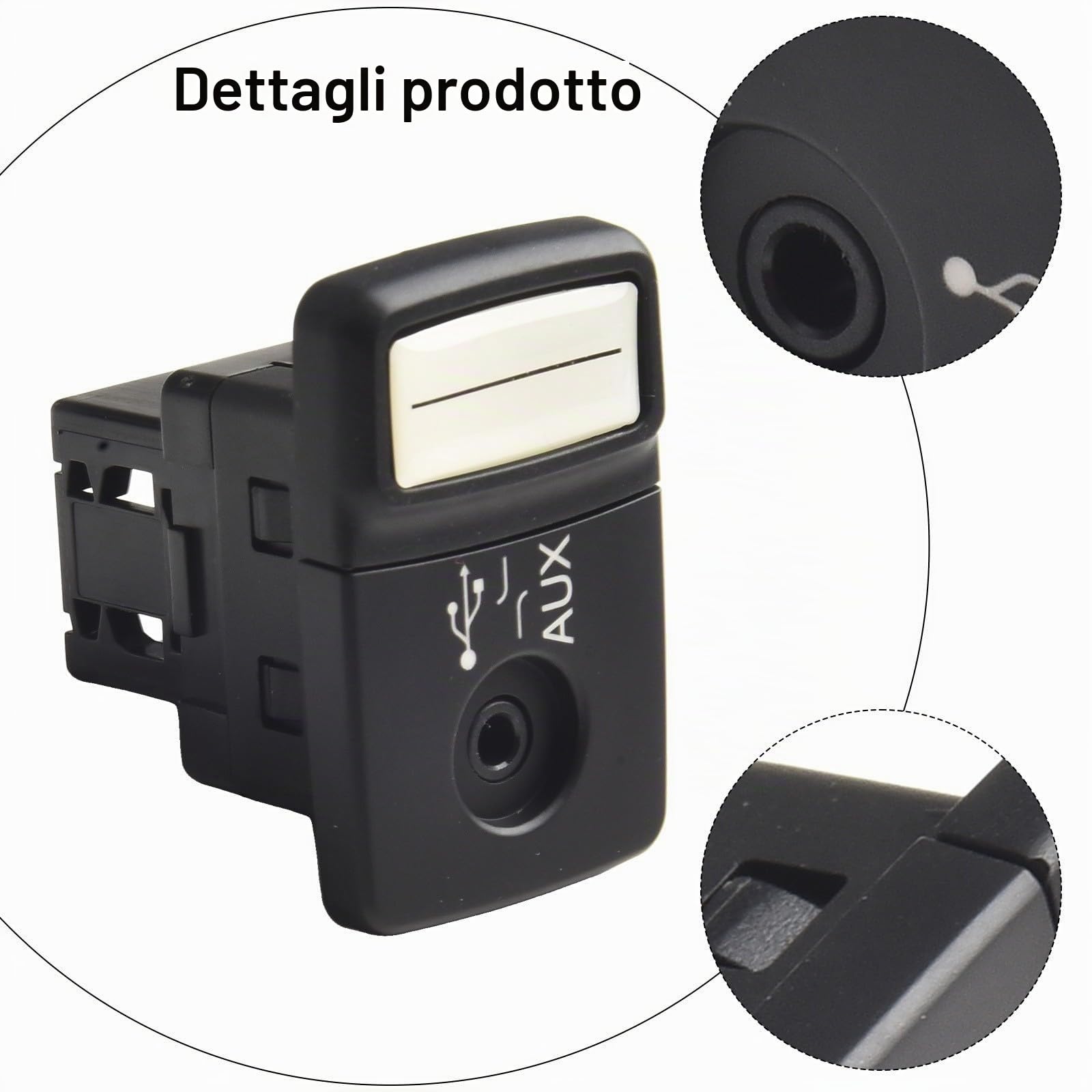 Modulo adattatore AUX Media Player USB 735547937 compatibile con Fiat 500 500C per Panda per Punto per Linea per Grande per Punto 2007-2017 Connettore interfaccia audio auto nero