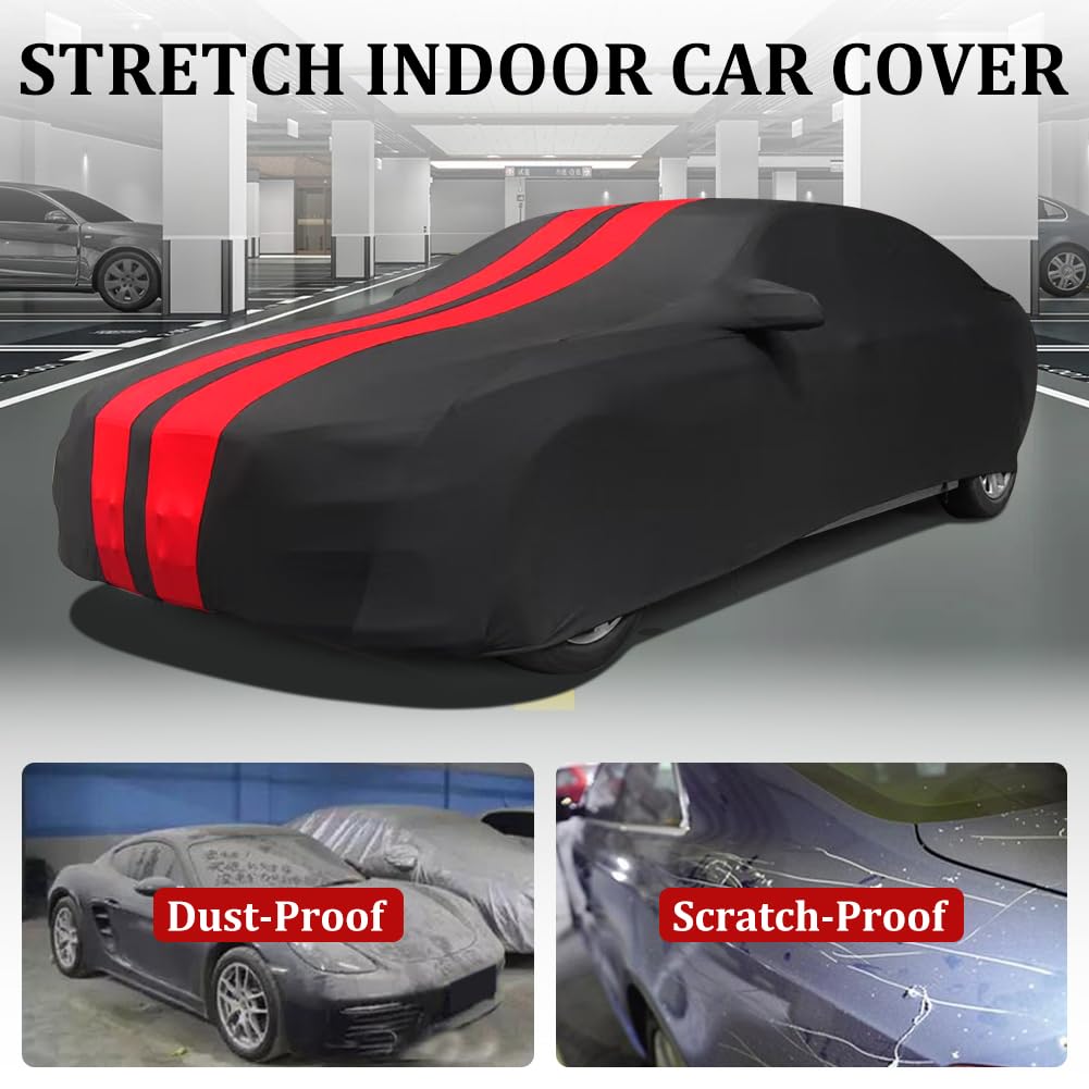 WinPower Indoor Sports Car Cover Stretch Dustproof Protection Fit 164-181 Inch Full Car Cover for Underground Garage Car — view 7