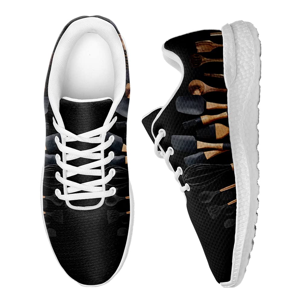 Custom Slip-Resistant Chef Sneaker with Name,Logo,Lightweight Comfortable Lace Up Non Slip Shoes for Restaurant Food Service Worker,Waitress Black