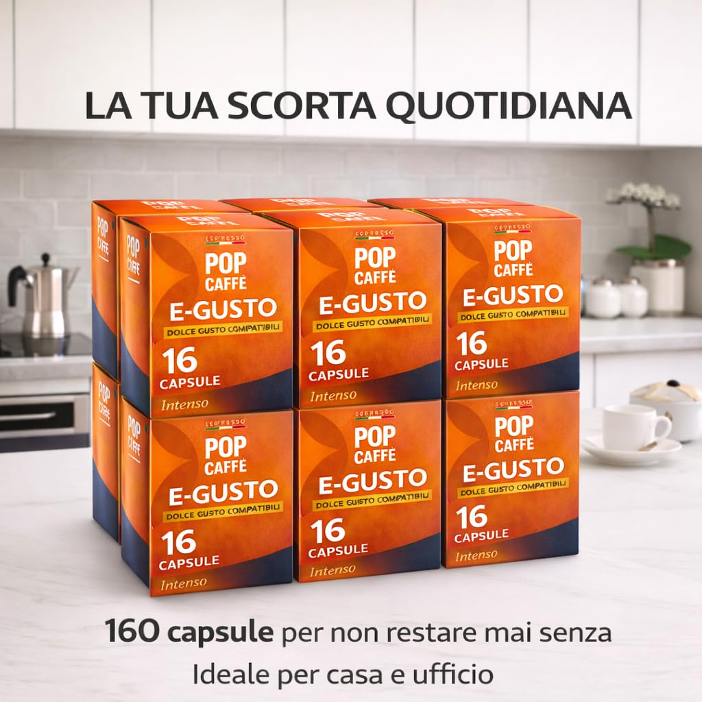 Pop Caffè - 160 cápsulas E-gusto, mezcla 1 intenso, compatibles con Nescafé Dolce Gusto