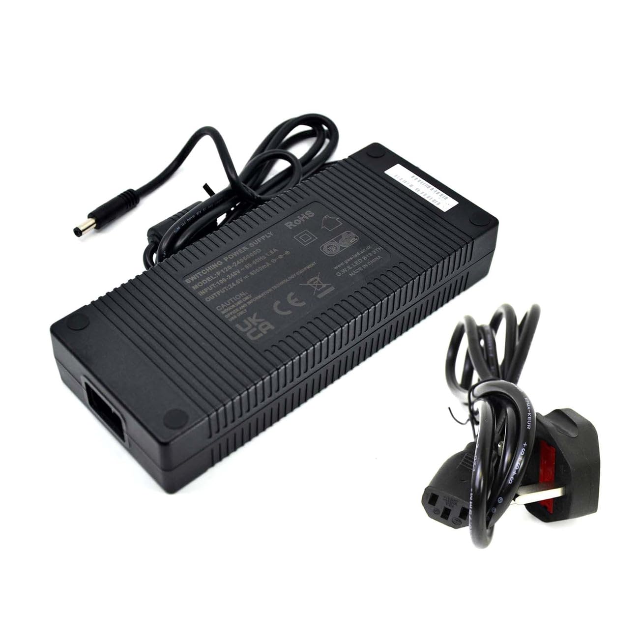 G.W.S® AC 100-240V AC to DC 24V 5A 120W LED Power Supply Adapter 2.5mm x 5.5mm Jack UK Plug for DIY LED Strips, CCTV Camera