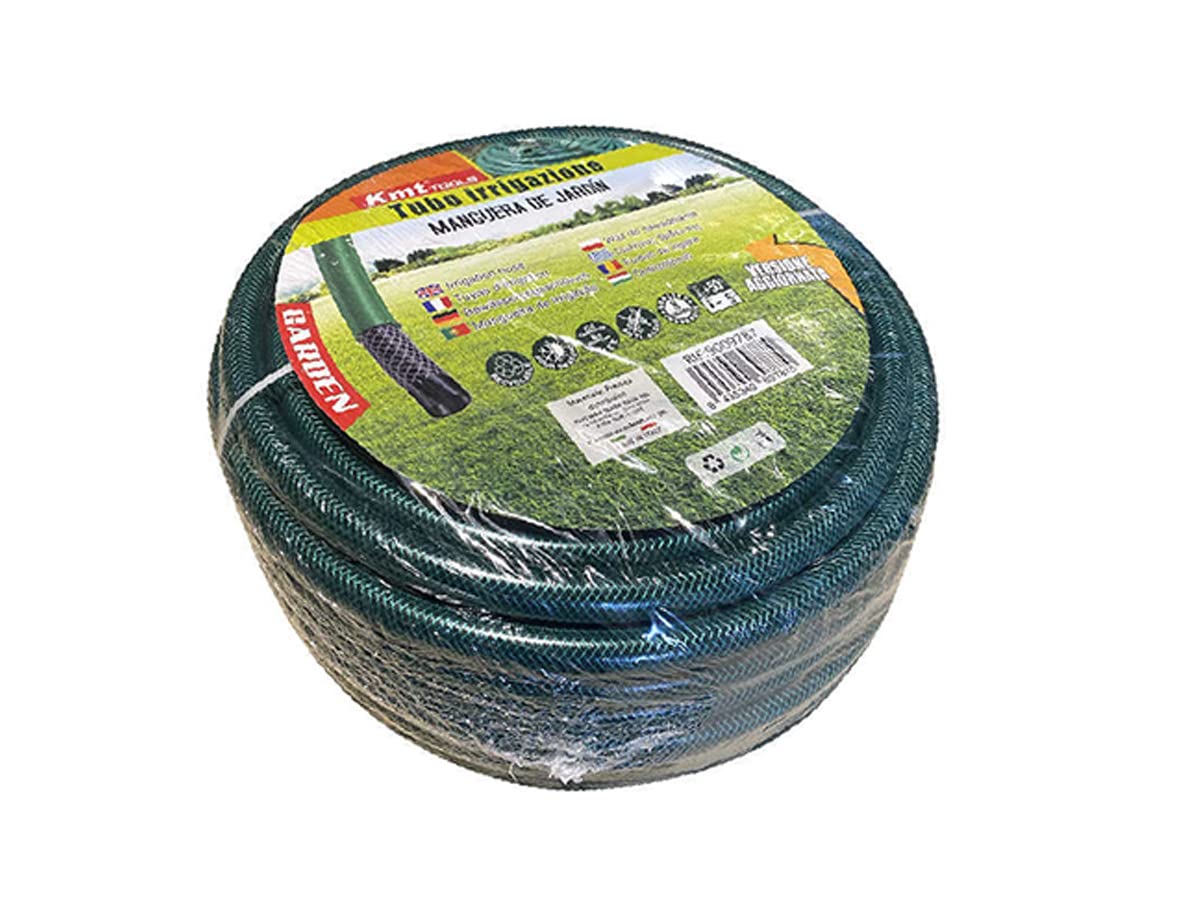 Tubo Irrigazione Retinato 3/4'' 19mm, Tubo Acqua Giardino, 3 Strati Colore Nero Verde (30M)