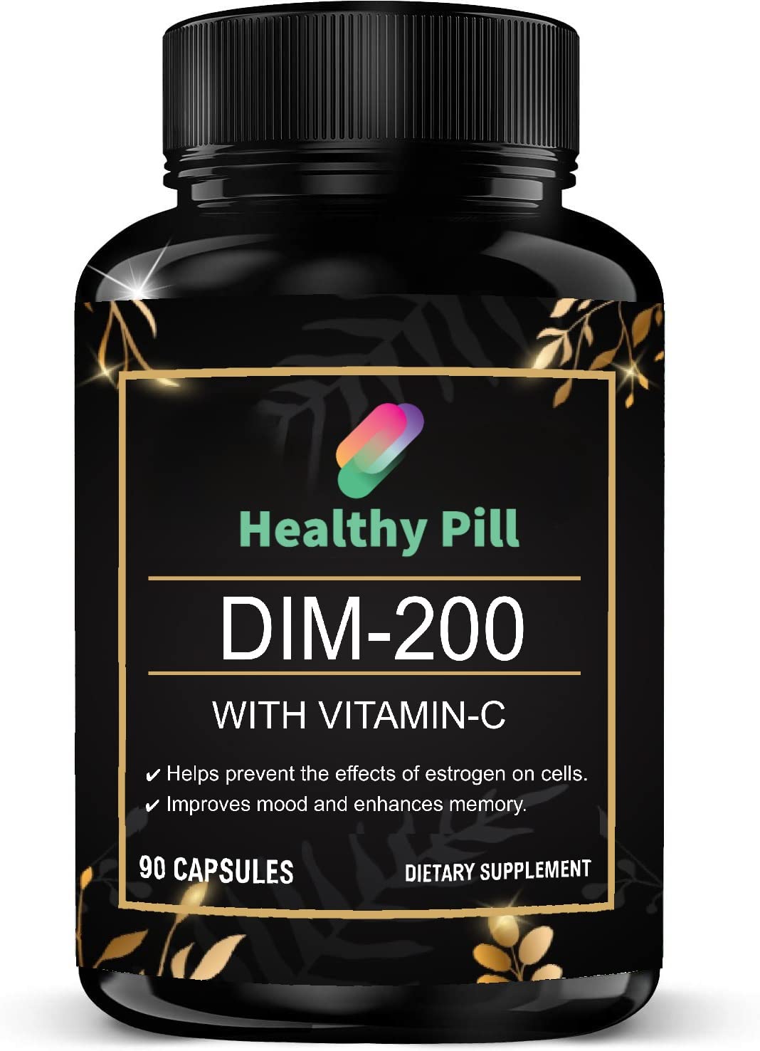 DIM Supplement 200 mg | Estrogen Balance for Women & Men | Hormone Balance, Hormonal Acne Supplements, Menopause Support, Antioxidant Support | Non-GMO, Vegan, Soy Free | 90 Count by Healthy Pill (B0C19SV3F7) Amazon Price History, Amazon Price Tracker