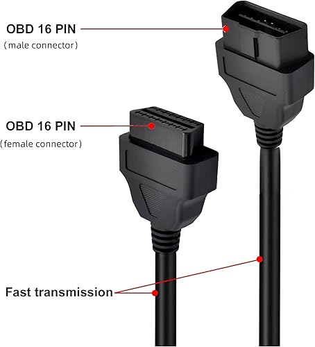 Miniatura 3 de Cable de extensión OBD2 para todos los lector de códigos y herramienta de escaneo de diagnóstico, adaptador de cable extensor de diagnóstico de 5