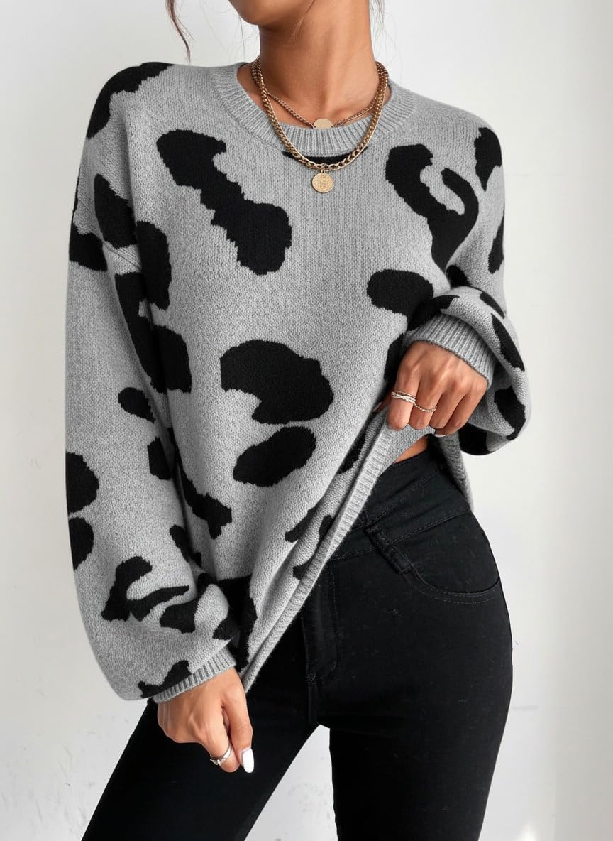 SISKIN Women's Off The Shoulder Color Block Pullover Crew Neck Knit Sweaters Cute Cozy Knitted Sweater for Winter - Image 3