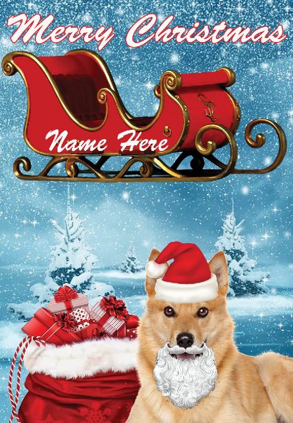 gfacc 175 Finnischer Spitz-Hund, Weihnachtsmann, personalisierbar, A5