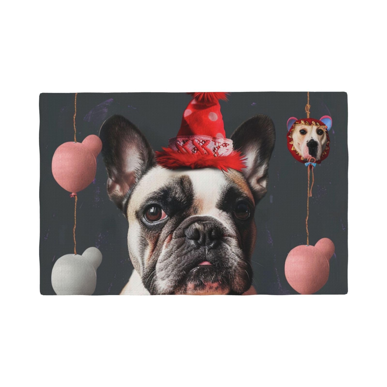 French Bulldog Print Placemats Set, Heat Resistant Washable Placemat 12x18in Table Mats for Party Kitchen Dining Table Decoration Indoor Outdoor, Six Piece