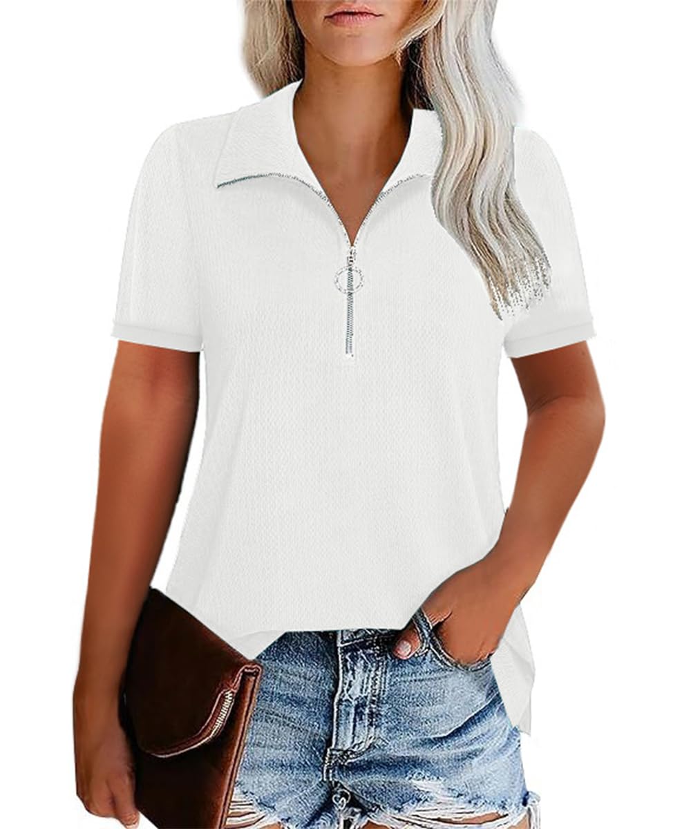 GRMLRPT 2024 Camiseta de Manga 3/4 Mujer Moda Cuello en V Vintage Blusa Suelta Tops Casual PoloT-Shirt Basica Cómoda(Multicolor,S-XXL)