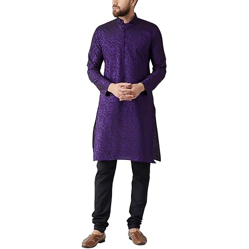 Sojanya (Since 1958 Men'S Jackquard Silk Only Long Kurta