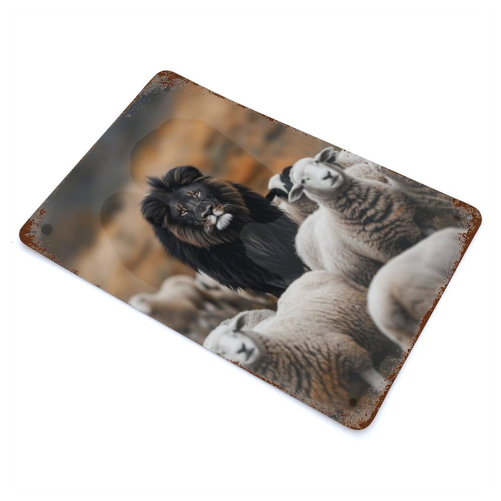 Lion Black Sheep Fantasy Decorative Tin Sign 11.8"x7.9", Ideal for Garage, Bar And Workshop Decor
