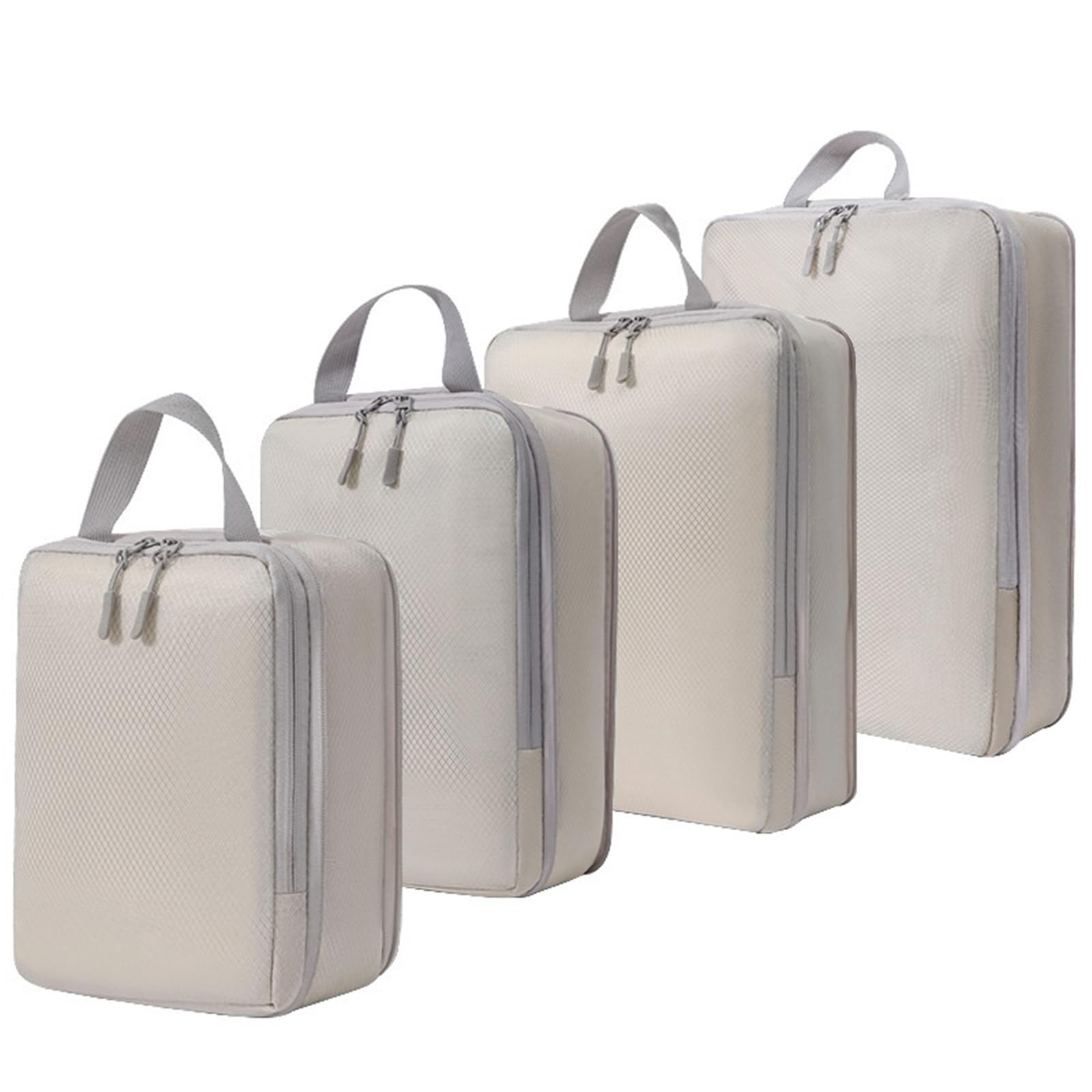 Set di 4 borse portaoggetti da viaggio con compressione, for riporre bagagli, abbigliamento e altro ancora per Vestiti, Scarpe, Cosmetici(Beige)