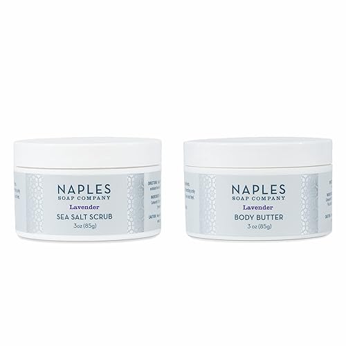 Naples Soap Company - Paquete combinado de exfoliante y mantequilla corporal con sal marina - Juego de regalo natural para el cuidado de la piel