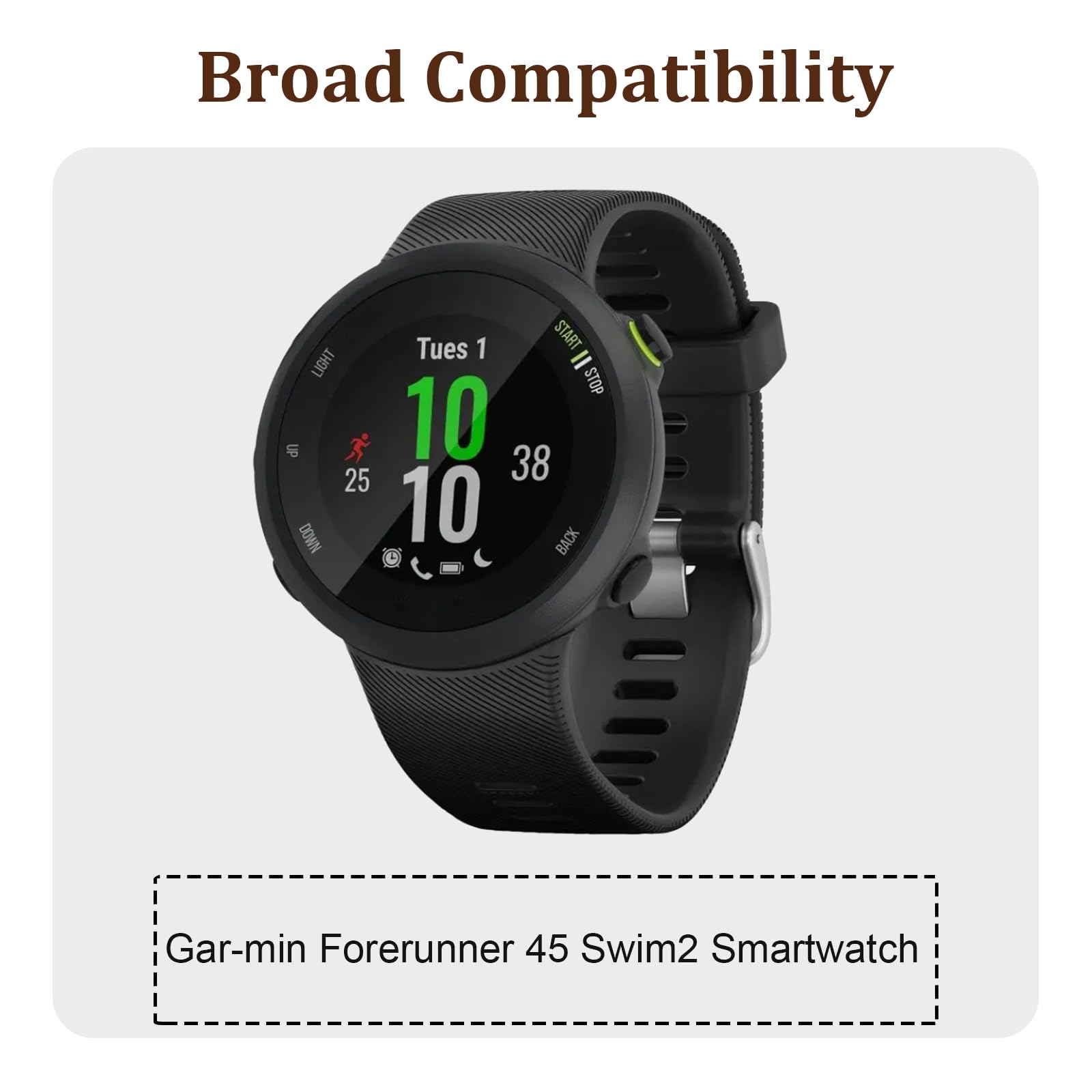 HIGHAKKU Batteria di ricambio 361-00104-20 361-00104-00 compatibile con Gar-min Forerunner 45 Swim2 Smartwatch