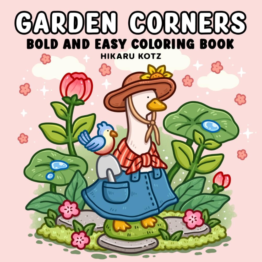 Garden Corners: Bold and Easy Coloring Book for Adults and Teens