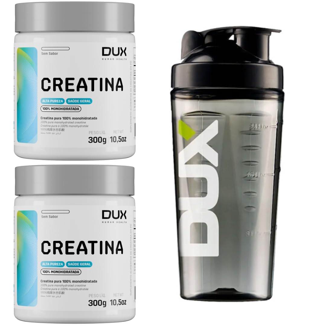 Combo 2x DUX Creatina Monohidratada Pote 300G Dux Nutrition + Coqueteleira em promoção! Veja a oferta e mais achadinhos de Vitaminas & Suplementos 2 Hoje é o melhor dia para comprar Combo 2x DUX Creatina Monohidratada Pote 300G Dux Nutrition + Coqueteleira com aquele preço maroto! Promoção! Aproveite a oferta! 2