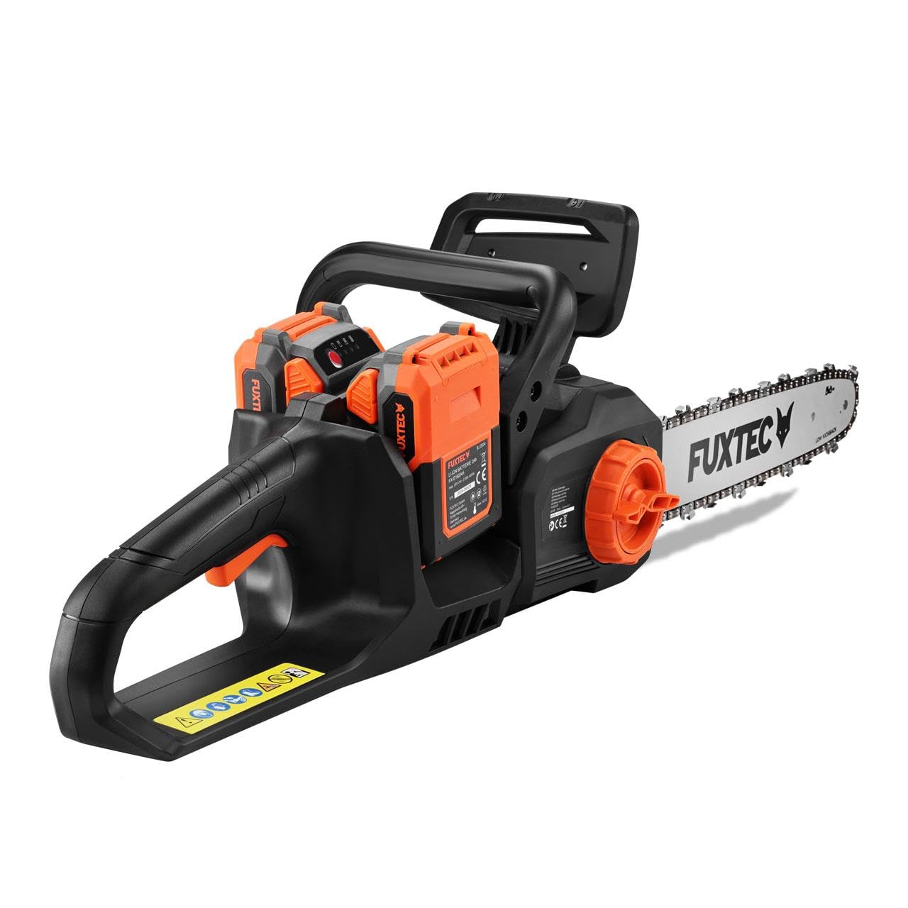 FUXTEC Motosierra a Batería 2x20V FX-E2KS SET – Espada de 35 cm, 4,2 kg, Velocidad de Cadena 15 m/s, Incluye 2 Baterías 2Ah y Cargador Dual