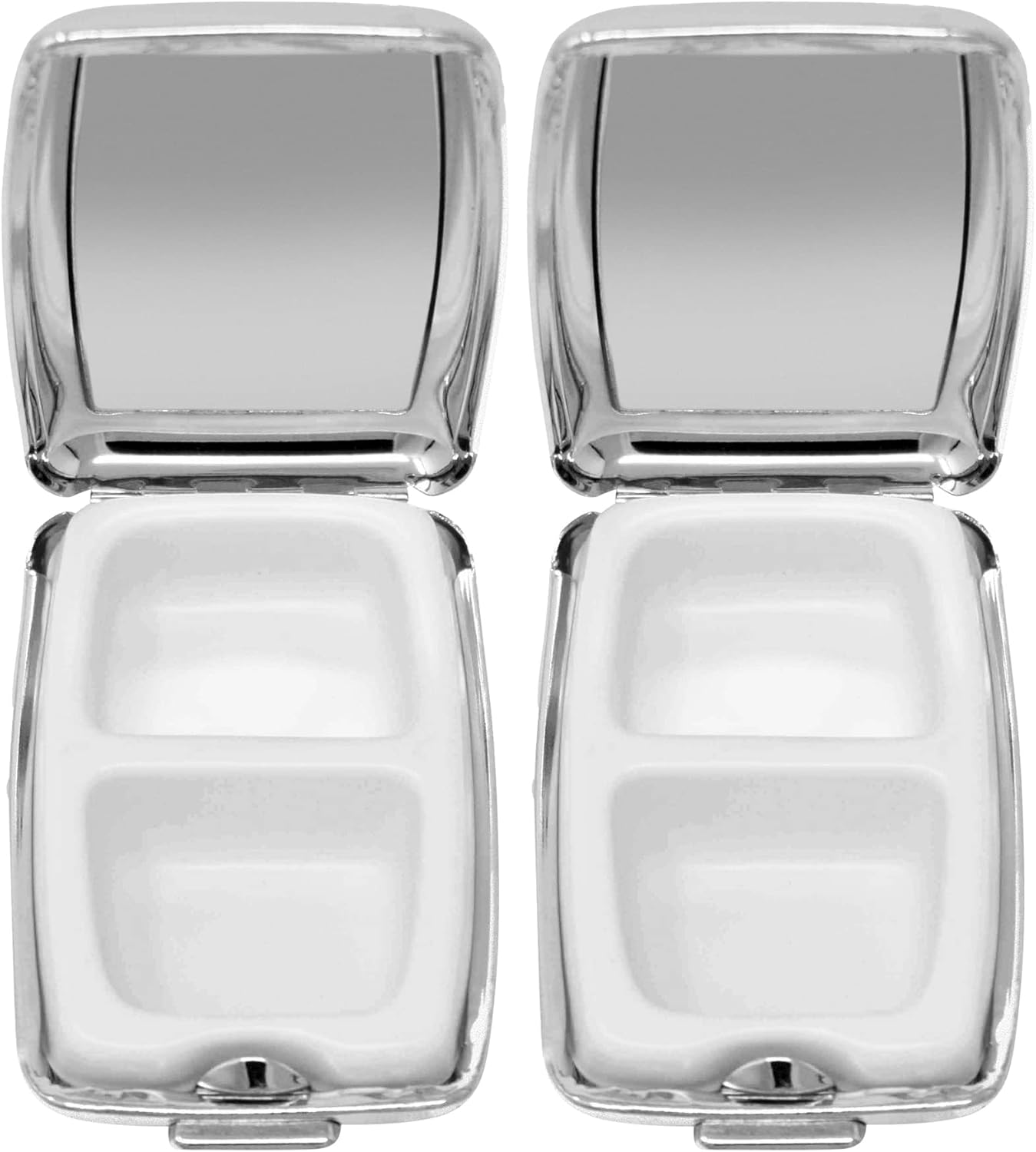 Set of 2 Etched Rectangular Pocket Purse Pill Box & Organizer with Dual Compartments (Victorian)