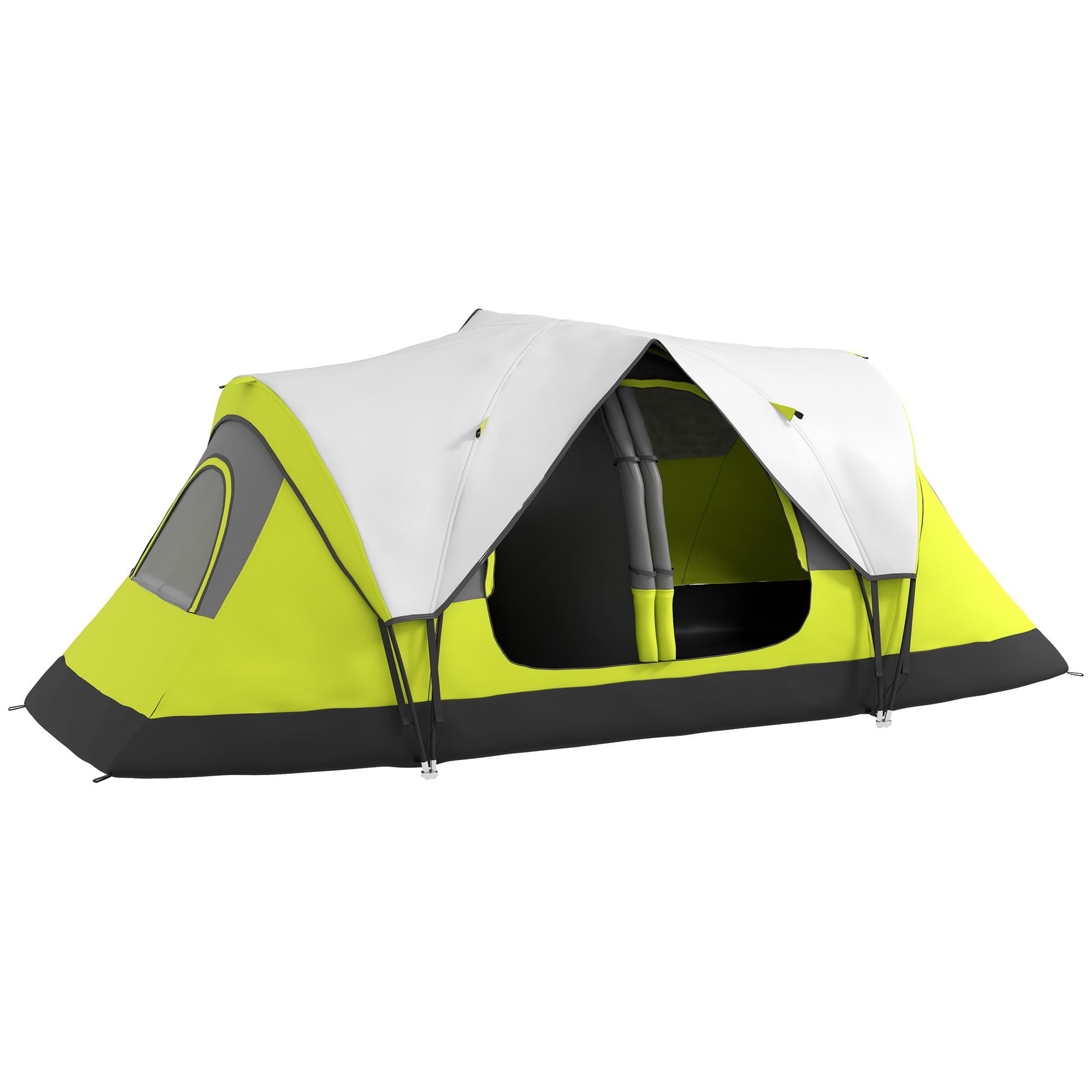 Tenda Da Campeggio Outsunny 4 Persone - Impermeabile 3000mm, Con Stanza Separata, 460x260cm, Verde - Foto 6