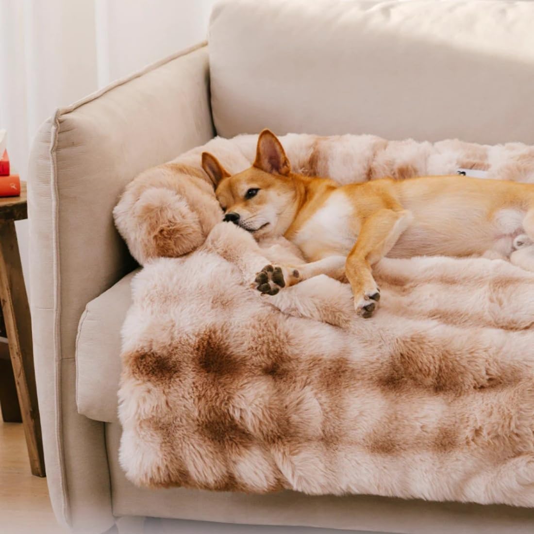 Luxuriöses Cozy Kuscheliges Hundebett Sofabett, Weich Hundebett Auto mit Erhöhte Ränder, Hundedecke Couch Wärme Couchbezug, waschbar,Rutschfeste Unterseitefür Sofa Boden Auto (A,L(95 x 85 x 16 cm))