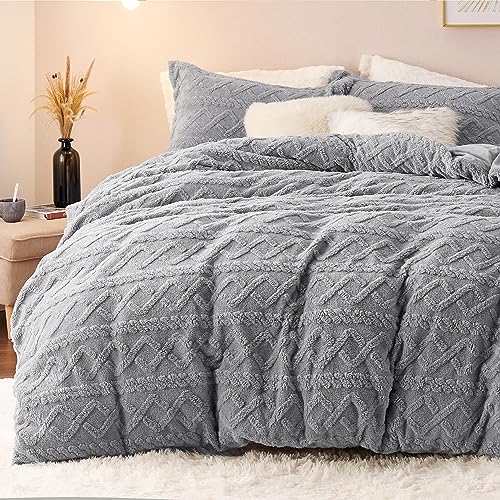Bedsure USB2BB24202GQU Fluffy Comforter Cover Set - Faux Fur Duvet Cover Queen Size thumb #1