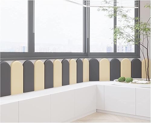 RatsCh 3D Anti-Collision Wall Padding,Peel and Stick Upholstered Wall Panels,Decorative Protection Queen Headboard for Playroom Living Room (Color