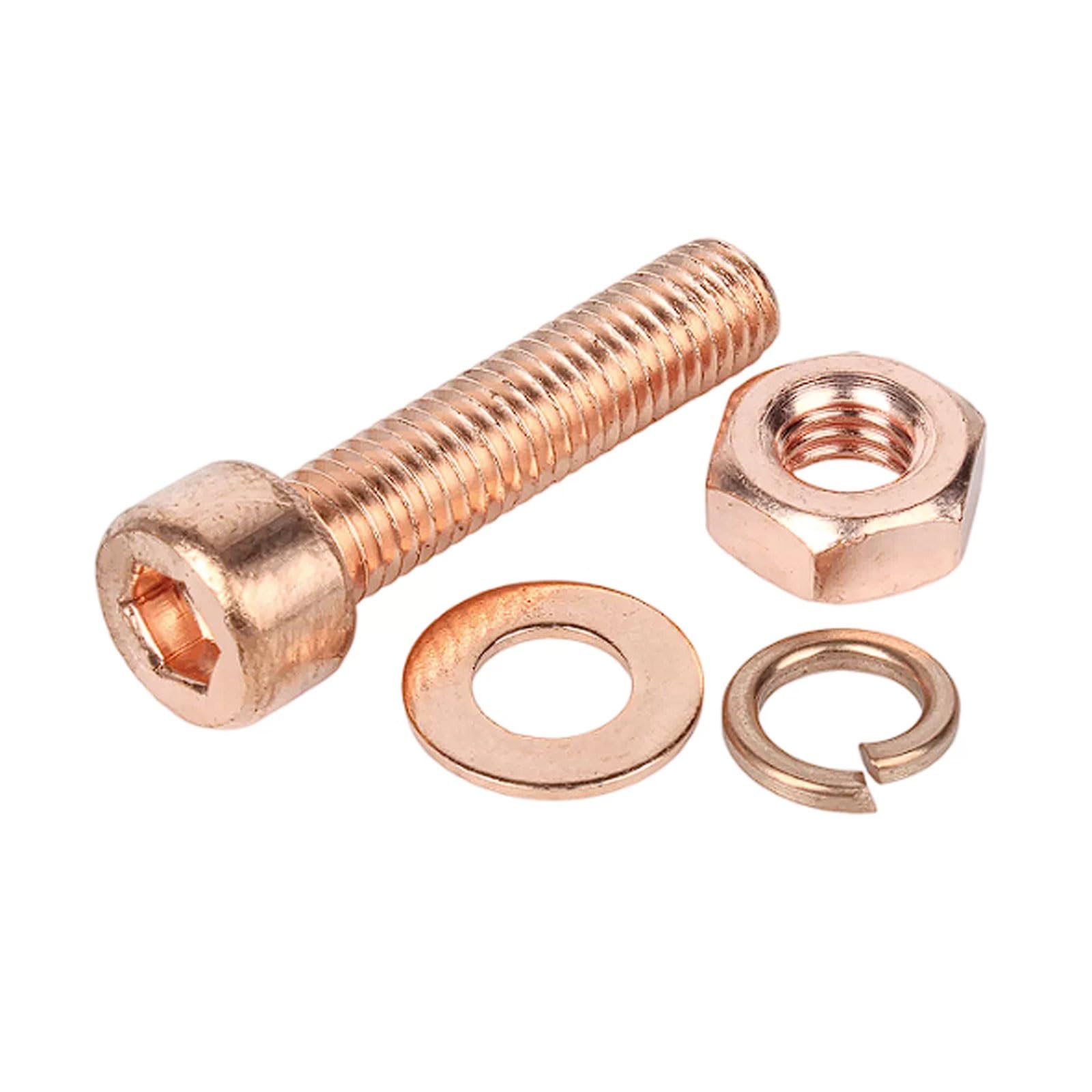 Kit de tuercas y tornillos de cabeza hueca hexagonal de cobre con arandelas planas y de resorte M3-M8
