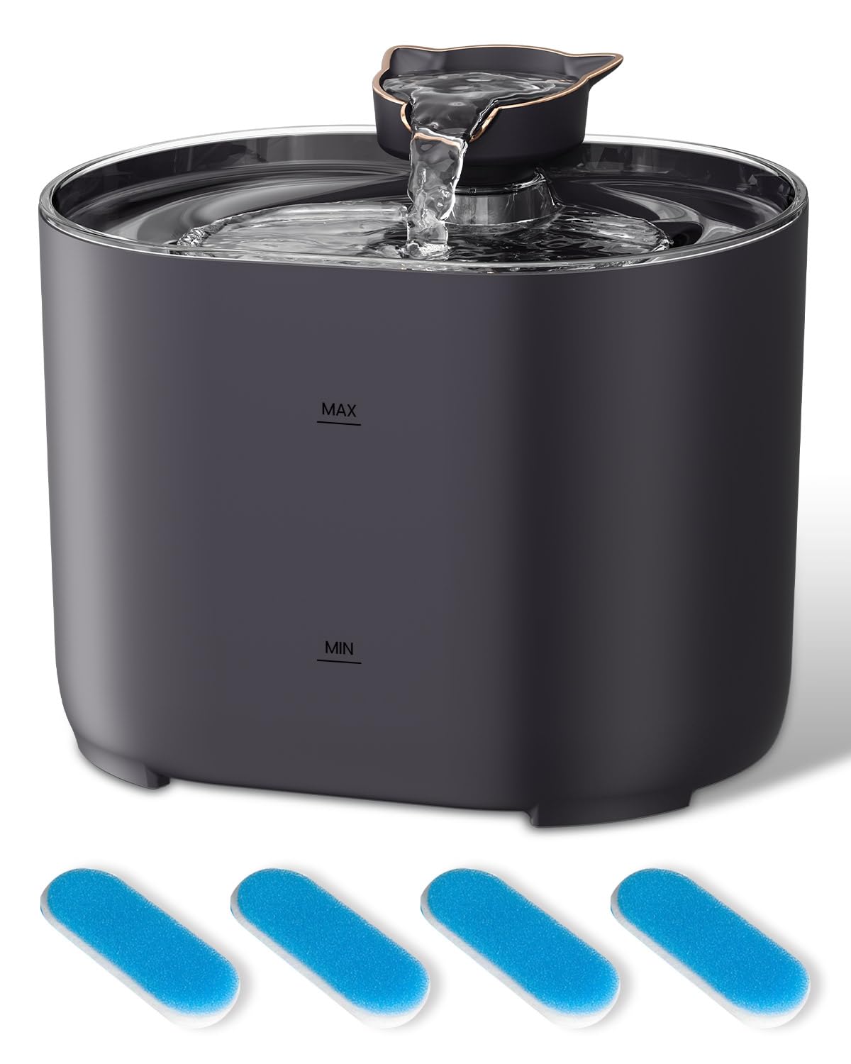 E-SMARTERCat Water Fountain - 2.2L with 4 Filters, 2 Water Flow Levels for Cats & Dogs