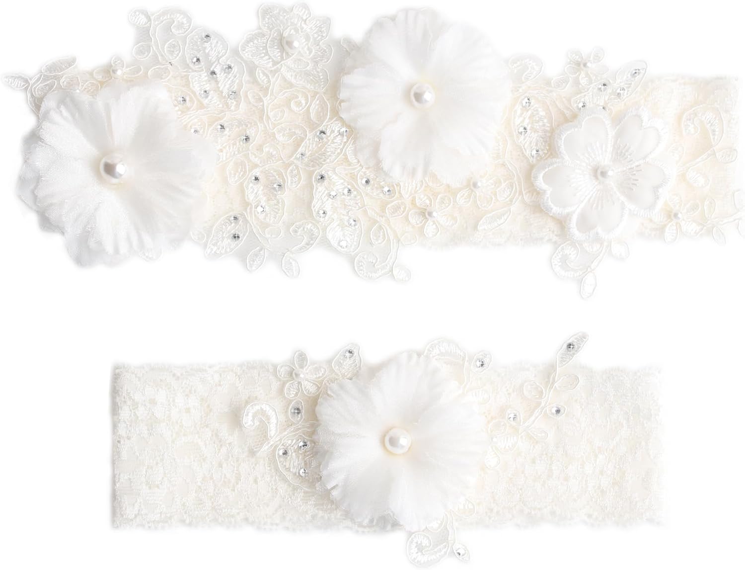 Wedding garter set, lace garters for brides, flower bridal gift