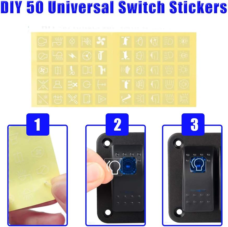 Gerguirry 4 Gang Waterproof Marine Boat Rocker Switch Panel with Blue/Red LED Backlight for Car SUV Marine RV Truck Camper Boat