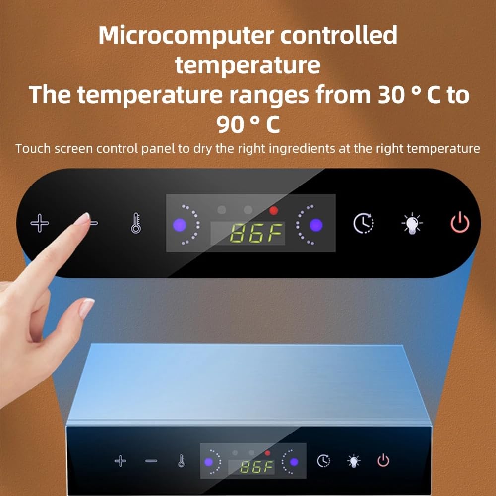Deshidratador de Alimentos,Secador de Alimentos Eléctrico 800W 12 Bandejas Acero Inoxidable Circulación Aire Caliente 360° Temp y Tiempo Ajustables para Carne Seca, Frutas (Plateado 800W)